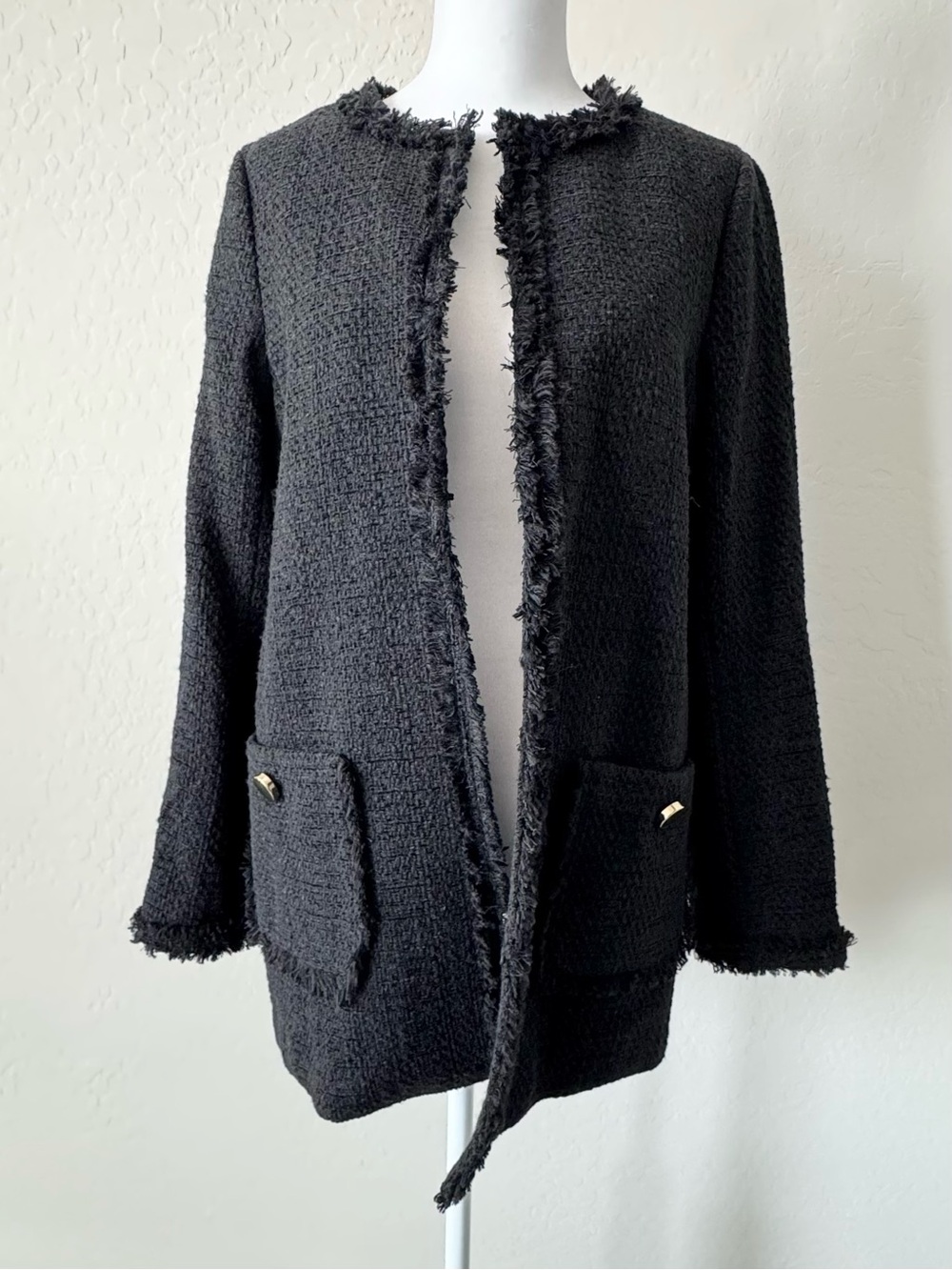 Catherine Malandrino Black Tweed Blazer Jacket